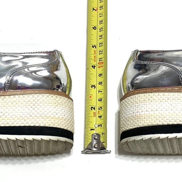 Zara Metallic Silver Platform Lace Up Shoes Size 37/US 6.5 - Picture 12 of 13